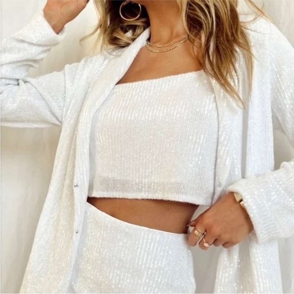 Show Me Your Mumu Sequin Crop Top + Blazer (Size L)